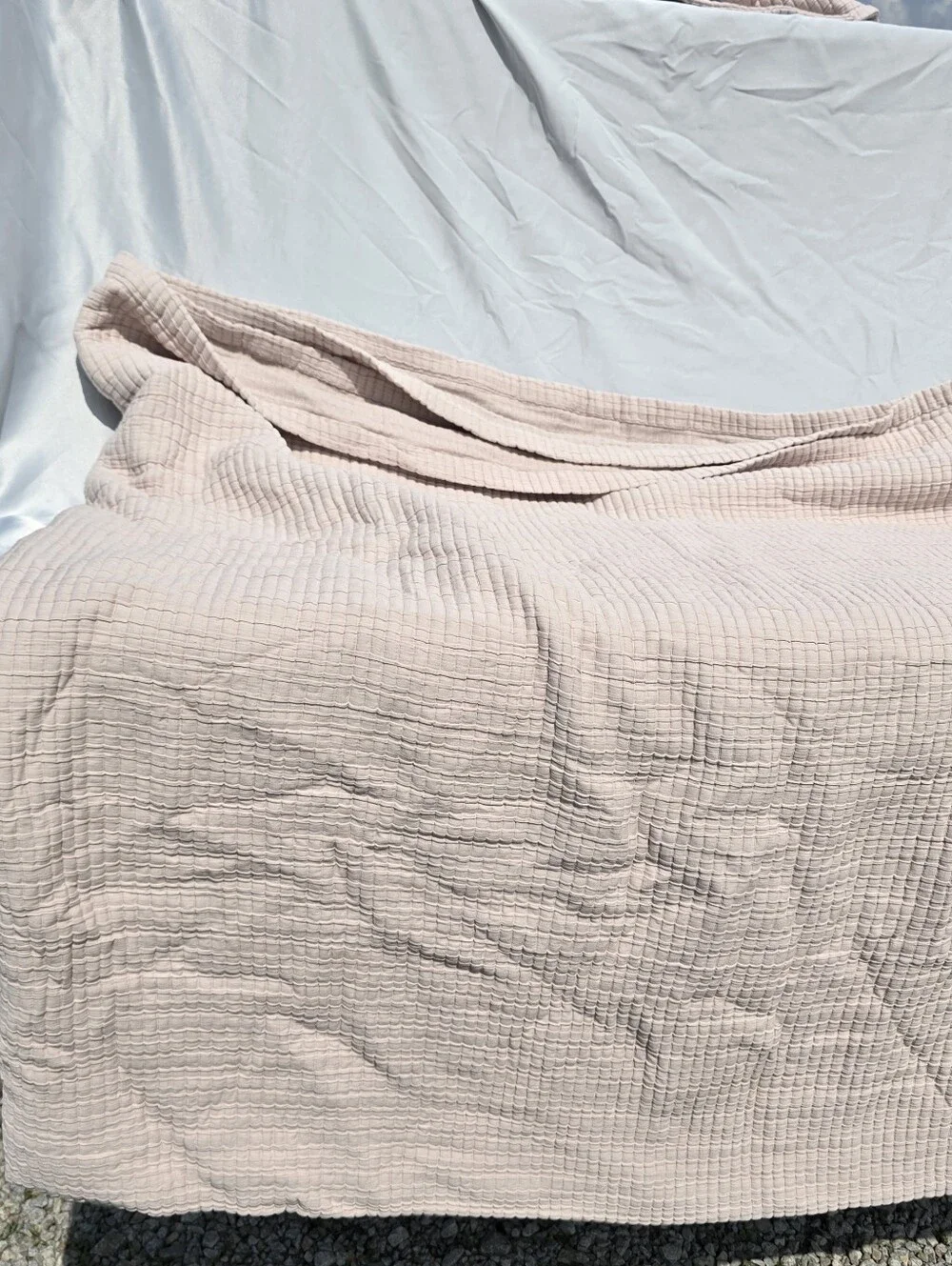 Quince King Ribbed Organic Cotton Coverlet Sham Set SAND DISCONTINUED COLOR